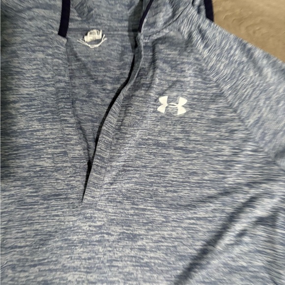 Under Armour Gray Fitted Hoodie Polo Sweatshirt - Picture 2 of 5